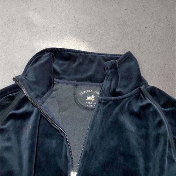 Central Park Black Velour Zip Up Jacket - Picture 3 of 6